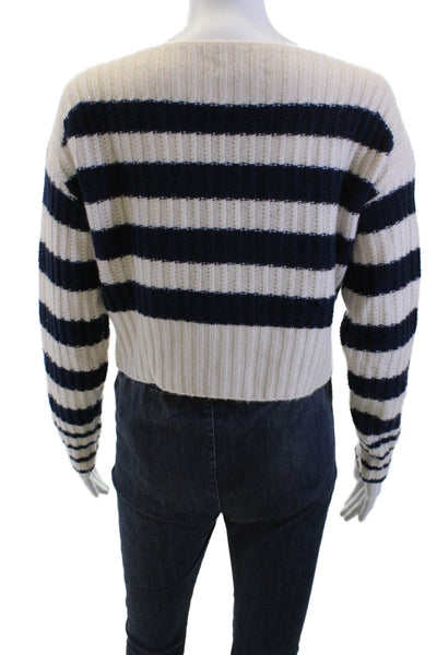 J Crew Women 100%Cashmere Striped Pullover Crewneck Long Sleeve Beige Size 2XS