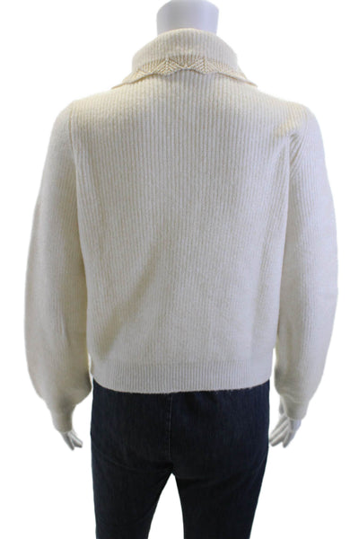 MNG Women Pullover Collared Button Beige Acrylic Polyester Sweaters Size XS