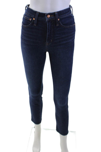 Point Sur Women Skinny Ankle Jeans Dark Blue Button Mid Rise Size 25