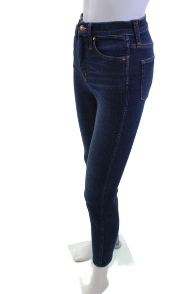 Point Sur Women Skinny Ankle Jeans Dark Blue Button Mid Rise Size 25