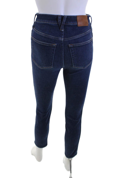 Point Sur Women Skinny Ankle Jeans Dark Blue Button Mid Rise Size 25