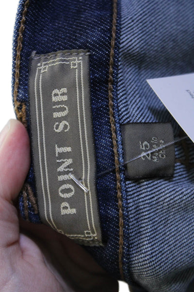 Point Sur Women Skinny Ankle Jeans Dark Blue Button Mid Rise Size 25