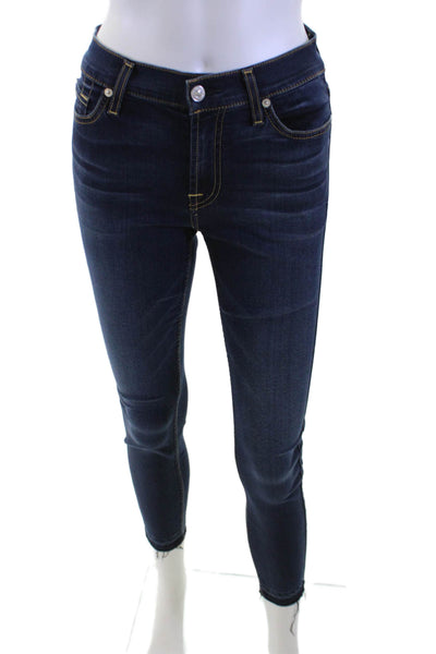 7 For All Mankind Women Ankle Skinny Jeans Dark Blue Size 24