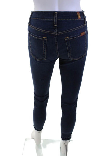 7 For All Mankind Women Ankle Skinny Jeans Dark Blue Size 24
