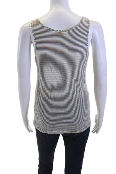 J Crew Women Striped Gray Linen-Cotton Camisole Round Neck Sleeveless Size XS