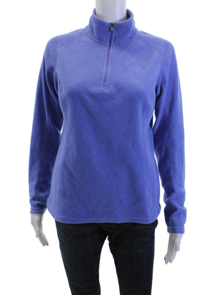 The North Face Womens Pullover Sweatshirt Purple Zip Mock Neck Polyester Size S