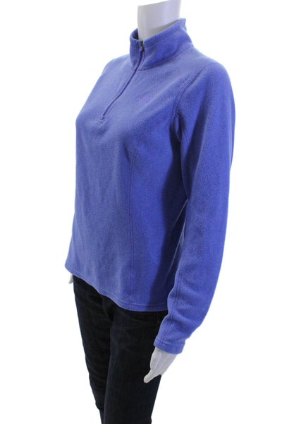 The North Face Womens Pullover Sweatshirt Purple Zip Mock Neck Polyester Size S