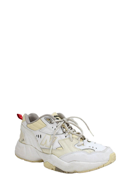 New Balance Women's Leather Lace Up Rubber Sole Trainer Sneakers White Size 9