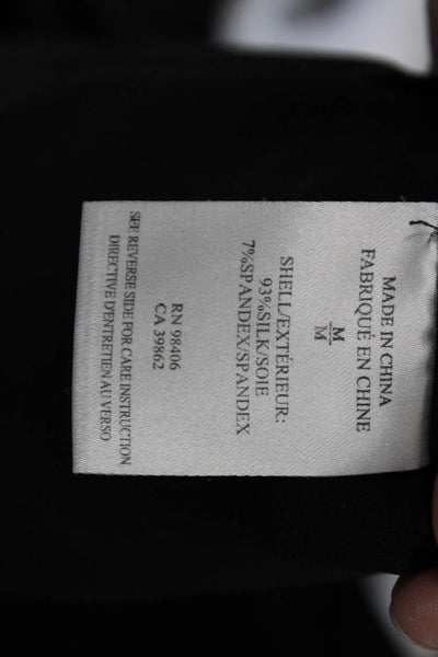Theory Women Basic Sleeveless Silk-Spandex Tank Round Neck Black Size M
