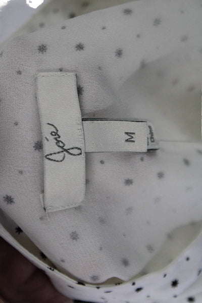 Joie Womens White Polka Dot V-Neck Long Sleeve Blouse 100% Viscose Size M