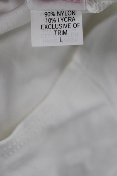 Only Hearts Womens Basic White Tank Round Neck 90% Nylon/10% Lycra Size L