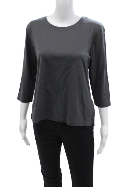 A'nue Ligne Womens Dark Gray Jersey T-Shirt 3/4 Sleeve Round Neck Size L