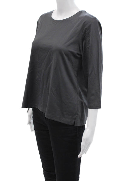 A'nue Ligne Womens Dark Gray Jersey T-Shirt 3/4 Sleeve Round Neck Size L