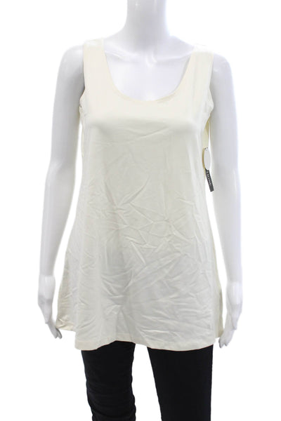 A'nue Ligne Women Sleeveless Tunic Tank Beige Round Neck Tactel Lycra Size L