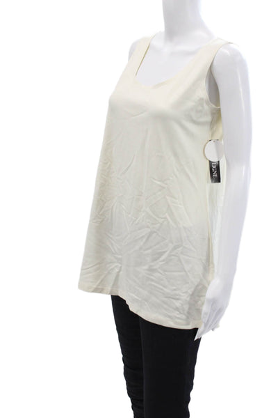 A'nue Ligne Women Sleeveless Tunic Tank Beige Round Neck Tactel Lycra Size L