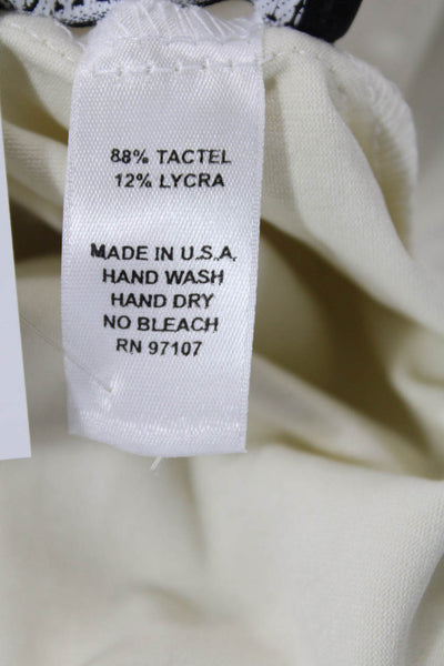 A'nue Ligne Women Sleeveless Tunic Tank Beige Round Neck Tactel Lycra Size L