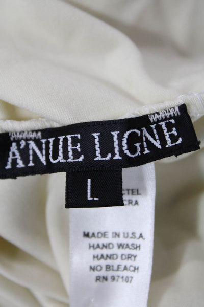 A'nue Ligne Women Sleeveless Tunic Tank Beige Round Neck Tactel Lycra Size L