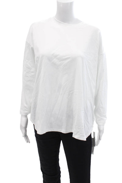 A'Nue Miami Women White Jersey Crew Neck Long Sleeve T-Shirt Size One Size