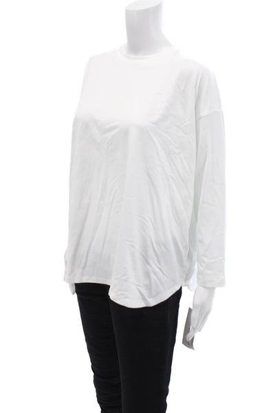 A'Nue Miami Women White Jersey Crew Neck Long Sleeve T-Shirt Size One Size
