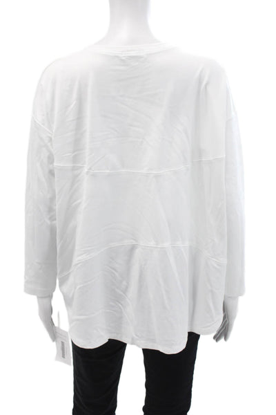 A'Nue Miami Women White Jersey Crew Neck Long Sleeve T-Shirt Size One Size