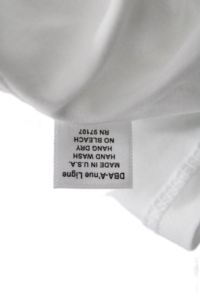 A'Nue Miami Women White Jersey Crew Neck Long Sleeve T-Shirt Size One Size