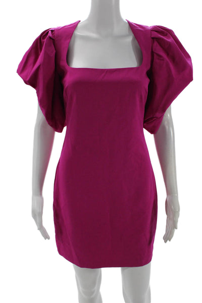 Badgley Mischka Womens Pink Shift Mini Dress Square Neck Zip Size 2