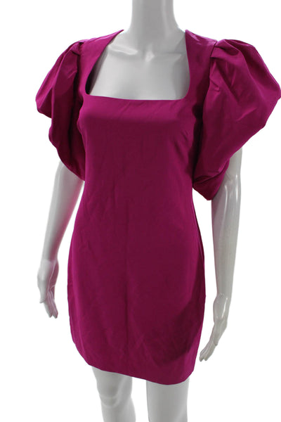 Badgley Mischka Womens Pink Shift Mini Dress Square Neck Zip Size 2
