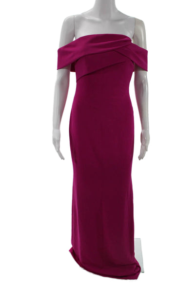 Badgley Mischka Women Sheath Dress Pink Long Solid Polyester Designer Size 0