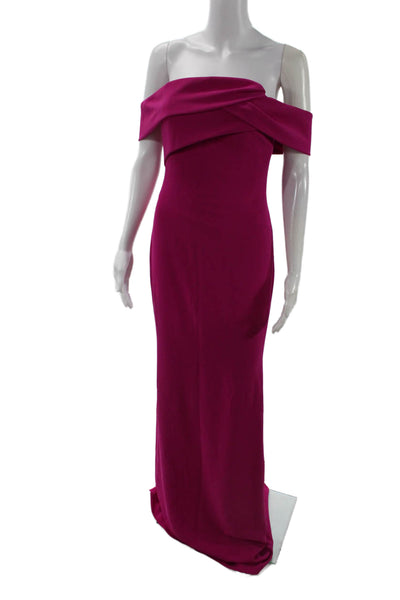 Badgley Mischka Women Sheath Dress Pink Long Solid Polyester Designer Size 0