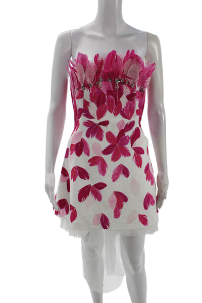 Badgley Mischka Women A-Line Mini Floral Pink Dress Zip Sleeveless Size 4