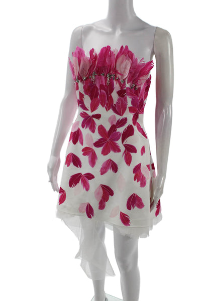 Badgley Mischka Women A-Line Mini Floral Pink Dress Zip Sleeveless Size 4
