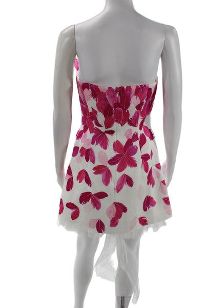 Badgley Mischka Women A-Line Mini Floral Pink Dress Zip Sleeveless Size 4