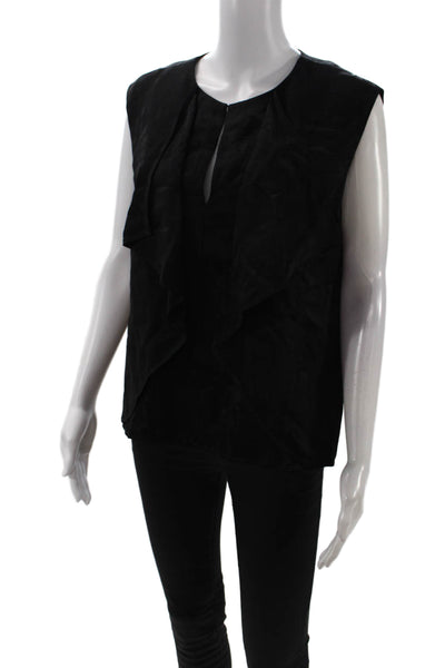 Maria + Cornejo Women Black Sleeveless Blouse Linen Viscose Size 10