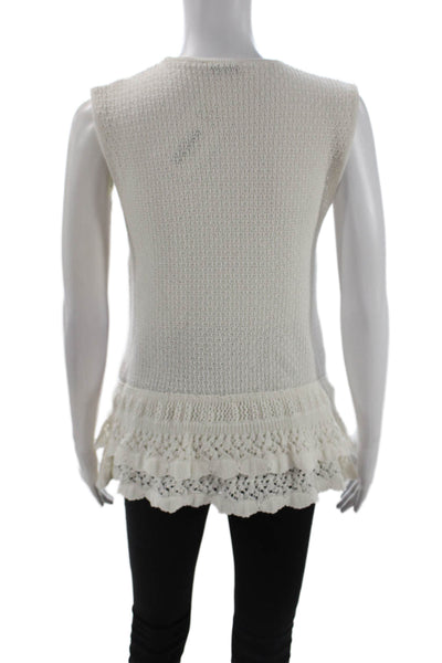 Zara Womens Sleeveless Tunic Crew Neck White Solid Size L