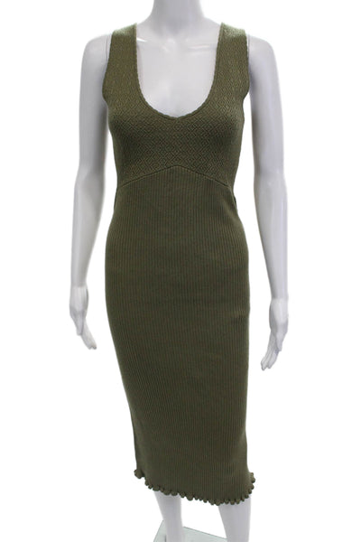 House of Harlow 1960 Women Green Vneck Sweater Dress Midi Size XS