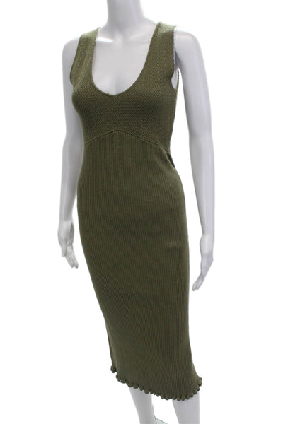 House of Harlow 1960 Women Green Vneck Sweater Dress Midi Size XS