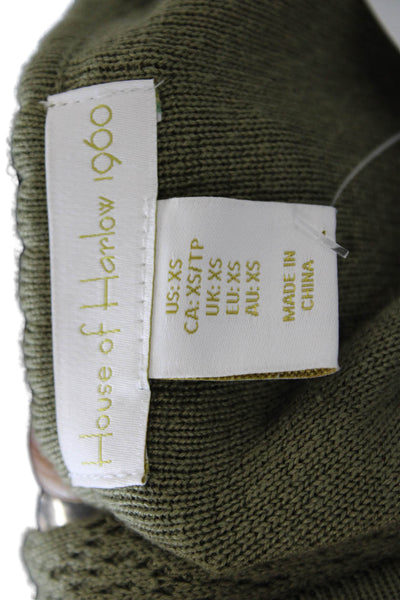 House of Harlow 1960 Women Green Vneck Sweater Dress Midi Size XS