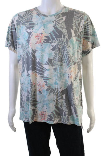 SOL ANGELES Mens Floral Gray Crew Neck Short Sleeve T-Shirt Size 2XL