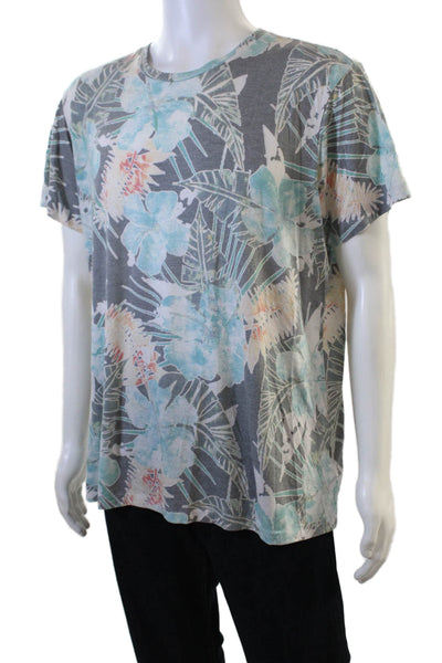 SOL ANGELES Mens Floral Gray Crew Neck Short Sleeve T-Shirt Size 2XL