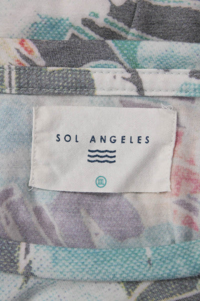 SOL ANGELES Mens Floral Gray Crew Neck Short Sleeve T-Shirt Size 2XL