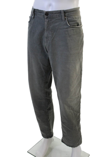 J Brand Mens Cropped Chino Pants Gray Button Cotton Army Size 40