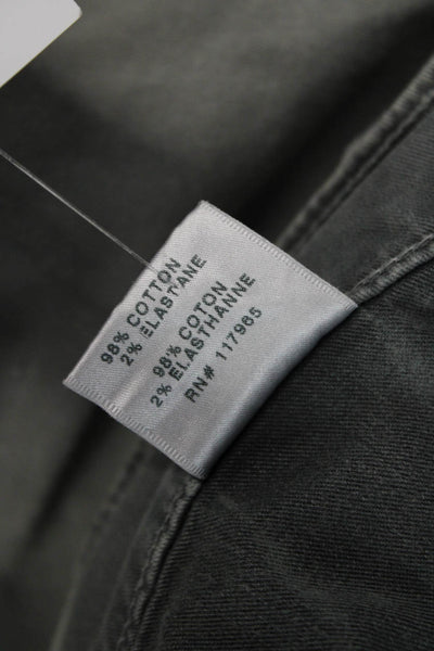 J Brand Mens Cropped Chino Pants Gray Button Cotton Army Size 40