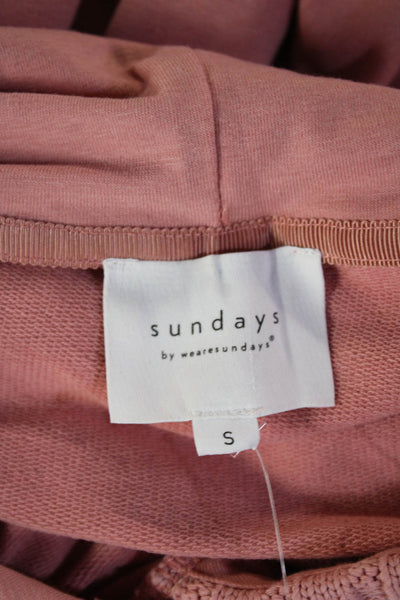 Sundays Women Pullover Sweatshirt Pink Drawstring Size S