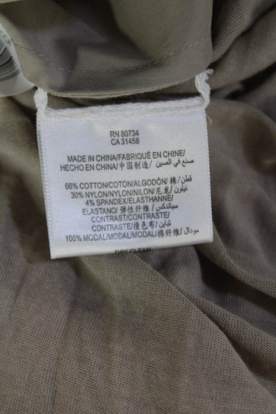 BCBGMAXAZRIA Women Beige V-Neck Long Sleeve Tunic Button-Up Petite Size S