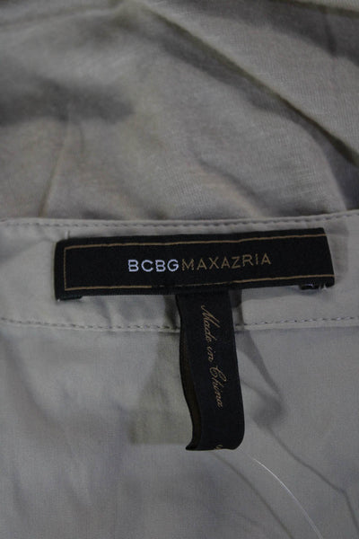 BCBGMAXAZRIA Women Beige V-Neck Long Sleeve Tunic Button-Up Petite Size S