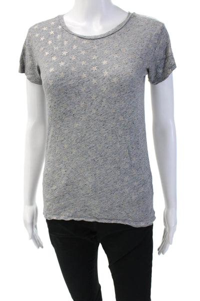 J Crew Women Basic Jersey Stars Crew Neck Short Sleeve T-Shirt Gray Size S