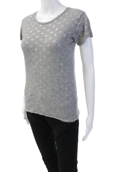 J Crew Women Basic Jersey Stars Crew Neck Short Sleeve T-Shirt Gray Size S