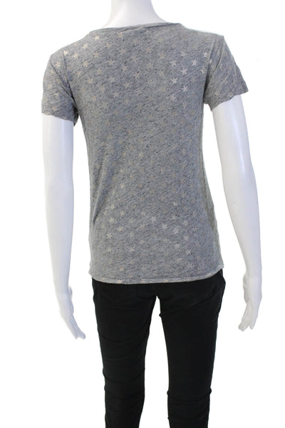 J Crew Women Basic Jersey Stars Crew Neck Short Sleeve T-Shirt Gray Size S