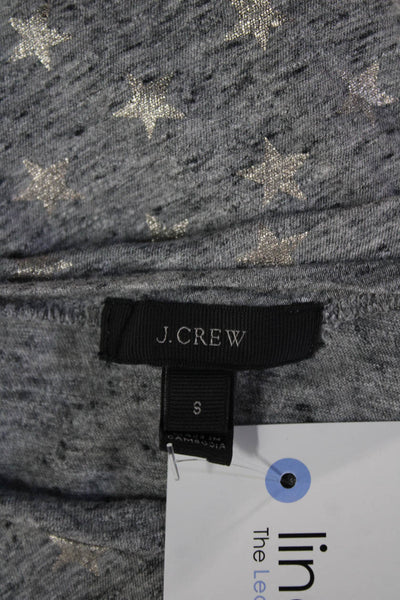 J Crew Women Basic Jersey Stars Crew Neck Short Sleeve T-Shirt Gray Size S