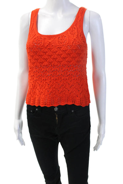 Unsubscribed Women Cropped Tank Orange Cotton Blend Round Neck Size XS